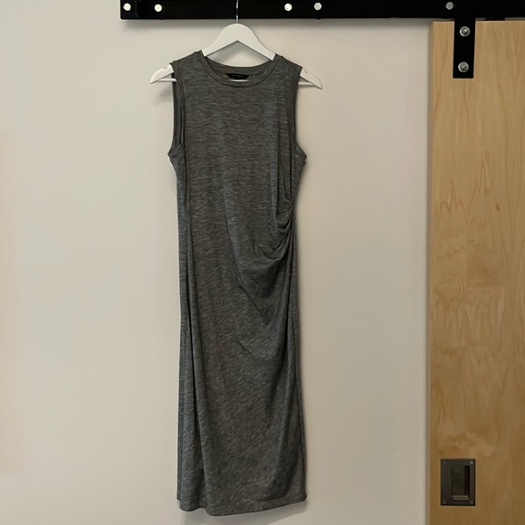 Banana Republic | Ruched Jersey Sleeveless Dress | Heather Gray | Size S/M - Picture 2 of 8